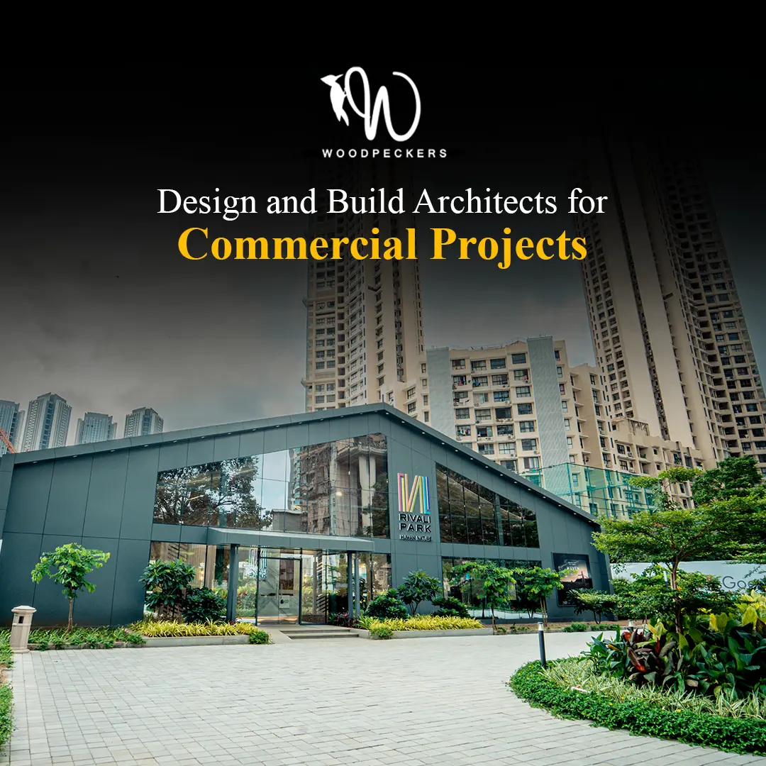 Modern glass-fronted commercial building exterior showcasing turnkey design and build architecture by Woodpeckers for the Rivali Park project.